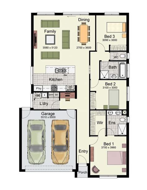 3 Bedroom House With Double Garage Floor Plan Bedroom Poster