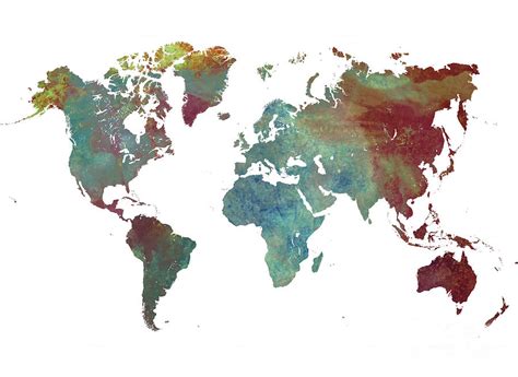 World Map After Dark Digital Art By Justyna Jaszke Jbjart Fine Art
