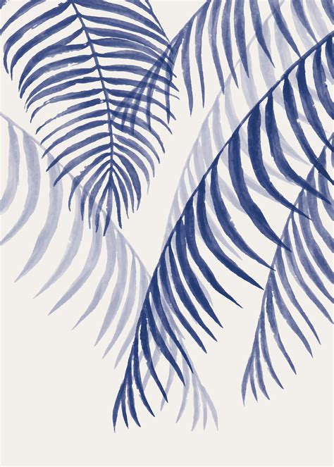 Blue Palm Leaves Tapet Fototapet Palmeblader Stue Happywall
