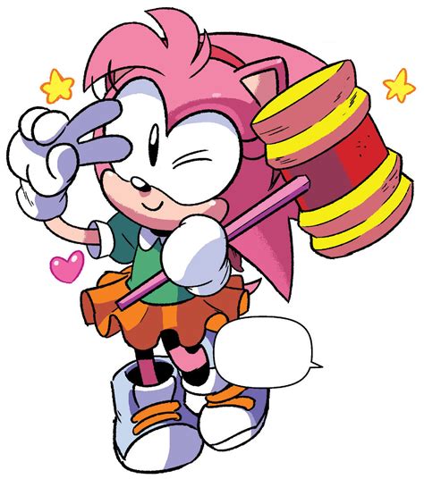 Classic Amy Rose Holding Her Piko Piko Hammer From A Comic Amy Rose Sonic The Hedgehog