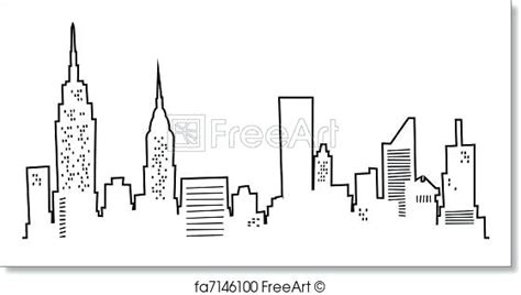 Outline New York City Skyline Drawing Shelly