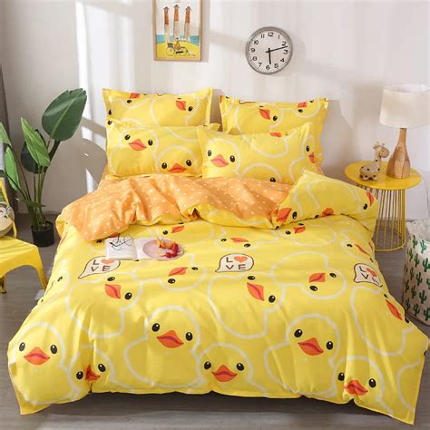 Yellow Duck Duvet Cover Comfortable Bedding Set With Pillowcase