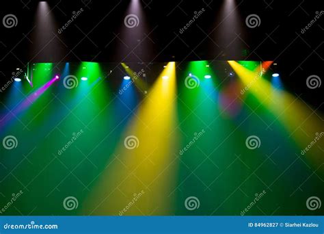 Scene Stage Light With Colored Spotlights Stock Image Image Of
