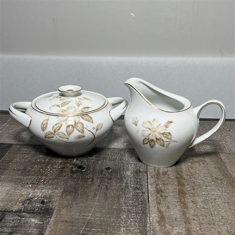 MEITO FINE CHINA Dining Vintage Meito Fine China Creamer Sugar Bowl Made Japan With Gold