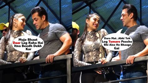 Salman Khan Cutely Comforts Saiee Manjrekar After She Gets Scared