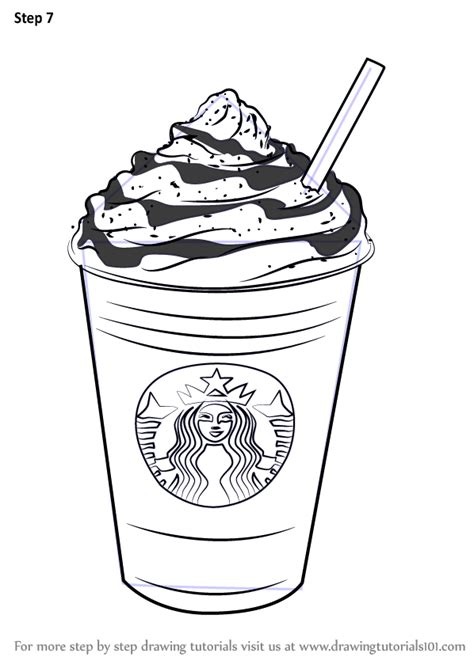 98 starbucks kawaii food coloring pages drawn starbucks cute many. Step by Step How to Draw Frappuccino : DrawingTutorials101 ...