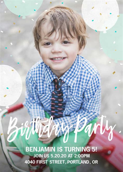 Birthday Balloon Party Boys Birthday Party Invitations