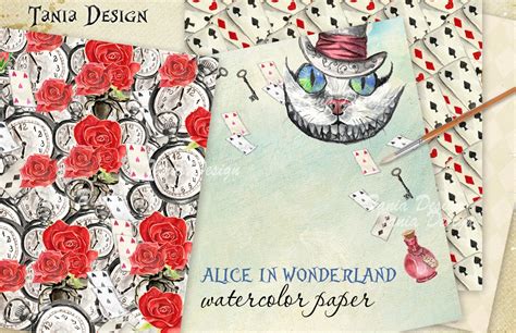 Alice In Wonderland Paper Pack Alice Digital Paper Pack Etsy