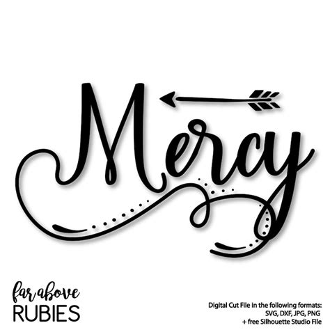 Mercy Word Art With Arrow Svg Dxf Png  Digital Cut Etsy