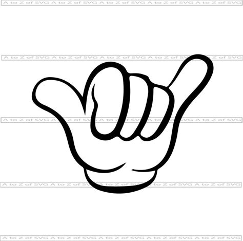 Hang Ten Surfing Hand Sign Good Vibes Detailed Silhouette Etsy
