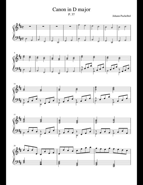 Printable Canon In D Piano Sheet Music Easy Free Pdf Valentine Sheet
