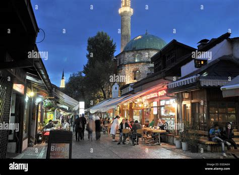 Bascarsija Bazaar In The Old Town In The Evening Light Sarajevo