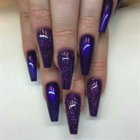 Iiiannaiii 🌹 Purple Acrylic Nails Purple Glitter Nails Purple Nails