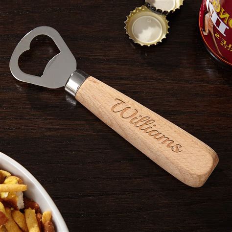 Natural Beechwood Engraved Beer Bottle Opener