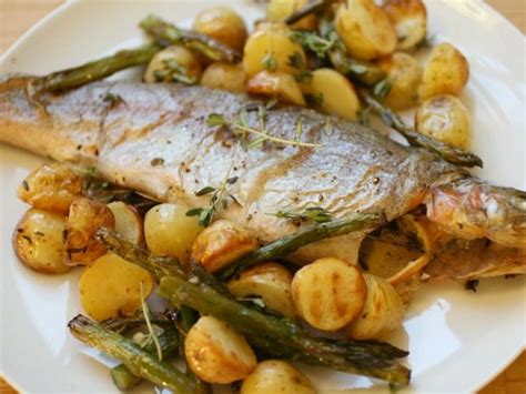 Whole Roast Trout With Potatoes And Asparagus Recipe Recipe Whole