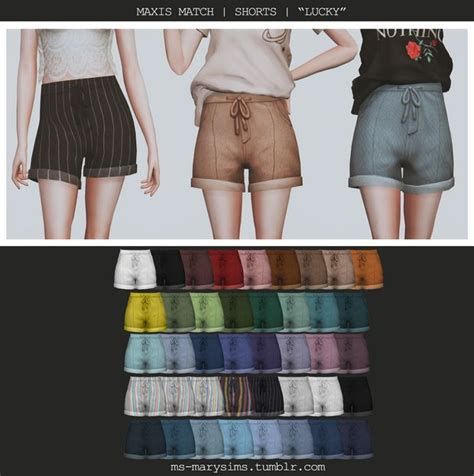 Maxis Match Shorts Lucky Ms Mary Sims On Patreon Sims 4 Sims