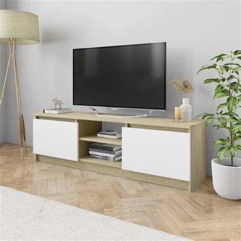 Tv schrank in eiche bardolino/vanillepudding. vidaXL TV-Schrank Weiß und Sonoma-Eiche 120×30×35,5 cm ...