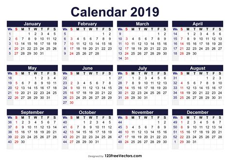 Work Week Calendar 2019 Ian Hudson