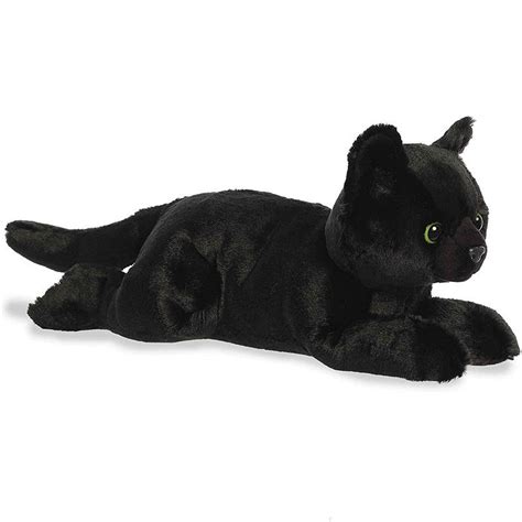 Furry Vivid Plush Cat Stuffed Animal Black Cat Toy Kitten Fluffy Pillow