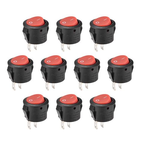 Mini Boat Rocker Switch Round Toggle Switch Red For Boat Car Marine Pins ON OFF AC V A V