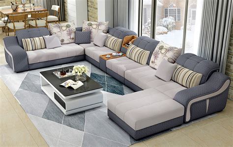 Luxury Modern U Shaped Leather Sectional Sofa Set Online Furniture