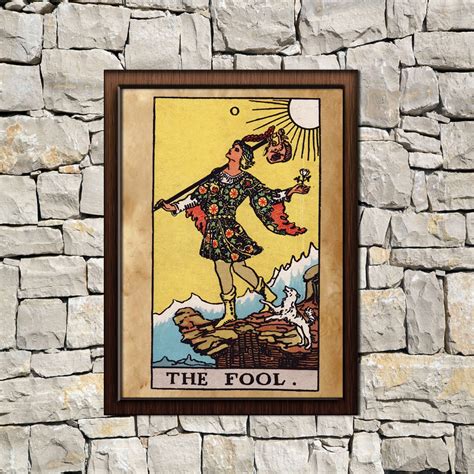 Tarot Fool Card Print Aged Poster Taro Wall Decor Occult Etsy