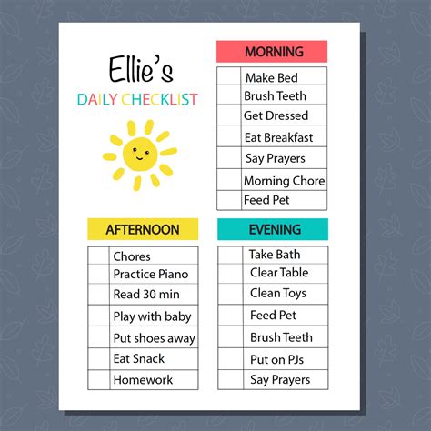 Kids Daily Checklist Responsibility Chart To Do List Etsy