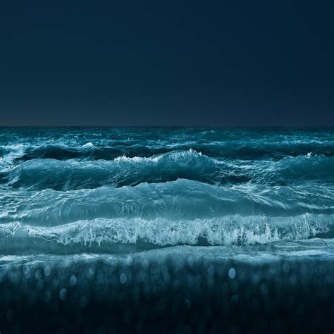 Ocean Waves At Night Achtergronden Blauw Citaten