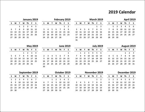 Printable Calendar 2019 Pdf Printable Calendar Template Calendar