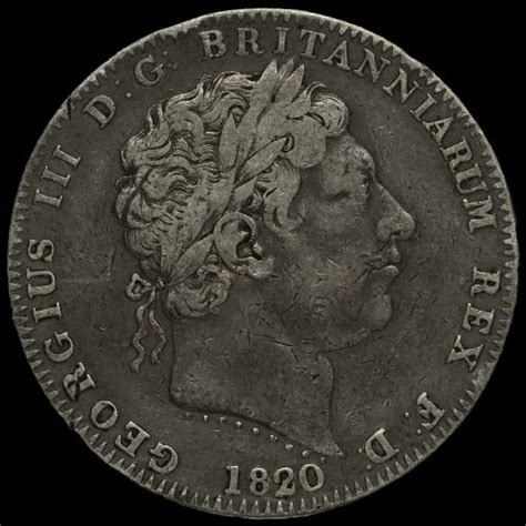 1820 George Iii Milled Silver Lx Crown