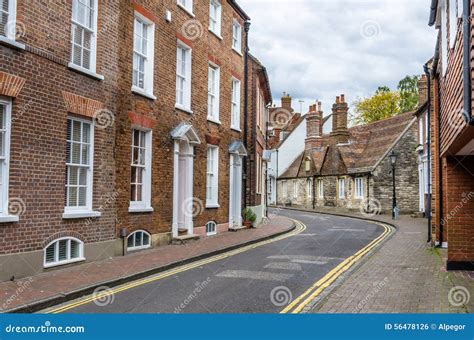 Curving Street Lined With Brick Buildings Stock Photo Image Of Lane