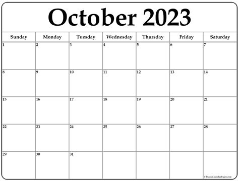 October 2023 Free Printable Calendar
