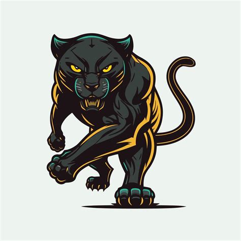 Black Panther Jaguar Face Logo Mascot Icon Wild Animal Character Vector