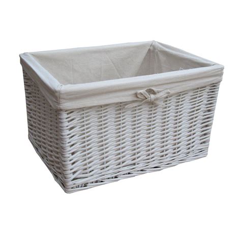 The natural rattan modern weave round lidded baskets add warmth, texture, and some serious storage space to any area of your home. White Wicker Rectangular Deep Storage Basket | Bathroom ...