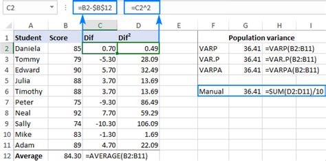 How To Find Population Variance In Excel