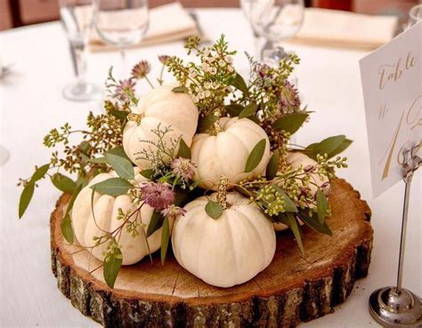What A Great Centerpiece Idea For A Fall Wedding Or Celebration Wooden