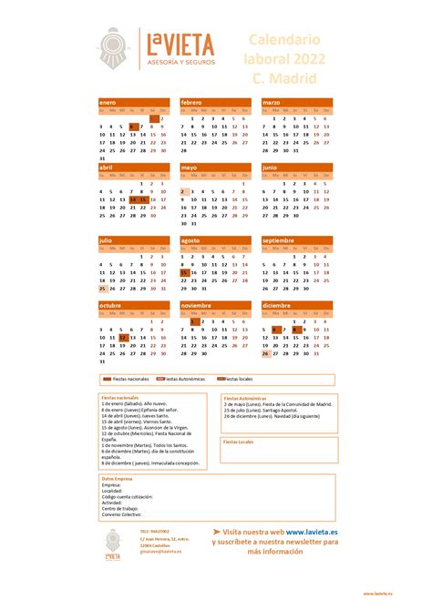 Calendario Laboral Comunidad De Madrid 2022 Pdf Para Imprimir