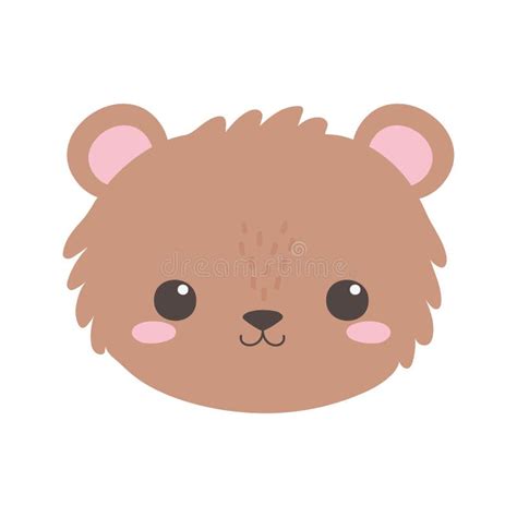 Cute Bear Little Face Animal Cartoon Isolated White Background Design