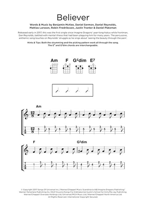 Imagine Dragons Believer Sheet Music Pdf Notes Chords Pop Score