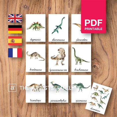 Dinosaurs Card Material Montessori Nomenclature Flash 3 Parts Etsy