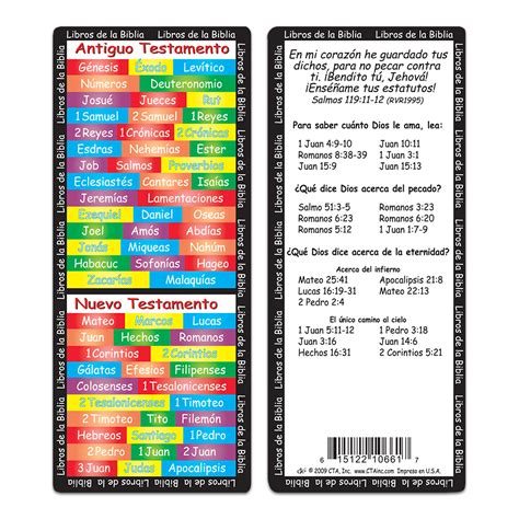 Spanish Books Of The Bible Bookmark