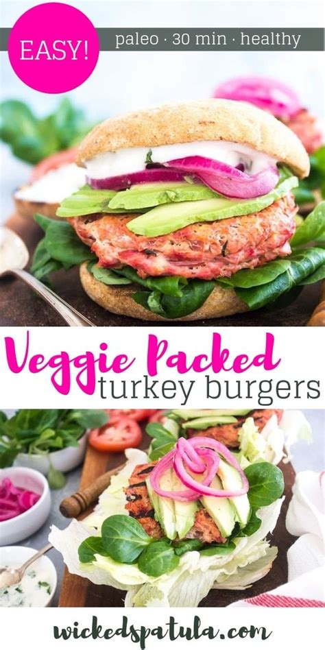 Veggie Packed Turkey Burgers Recipe Turkey Burger Recipes Easy Paleo