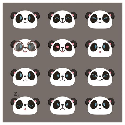 Premium Vector Collection Of Cute Panda Face Emojis Emoticons