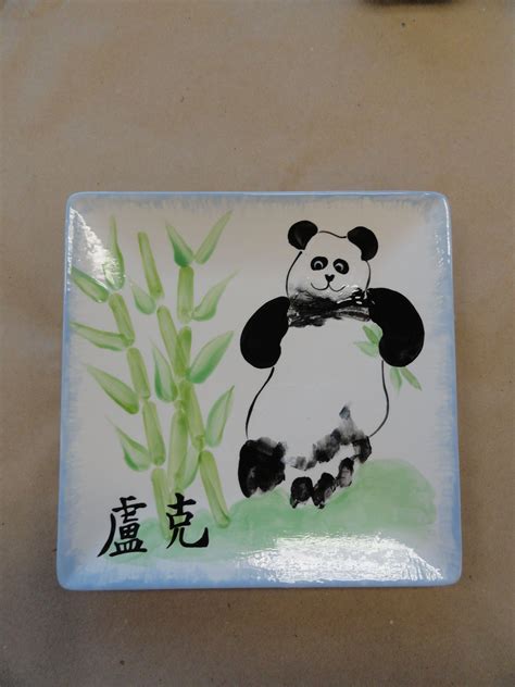 Cute Baby Panda Foot Print Hand And Foot Print Pottery Painting Ideas