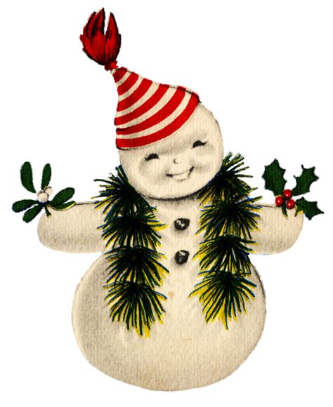 Vintage Snowman Clipart Clipart Best