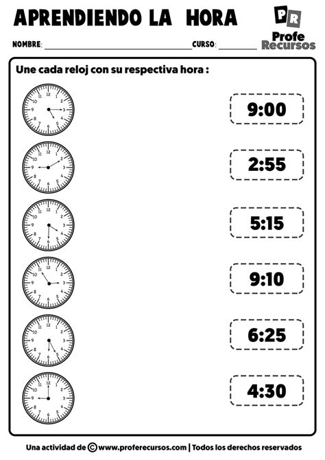 Fichas De Relojes Para Aprender La Hora