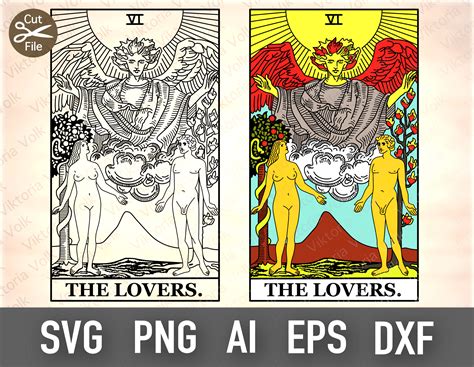 The Lovers Tarot Card Svg Png Dxf Eps Clipart Outline Etsy