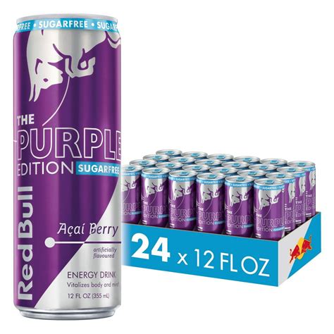 24 Cans Red Bull Energy Drink Sugar Free Acai Berry 12 Fl Oz Purple Edition