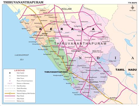 Thiruvananthapuram District Map Kerala District Map With Important