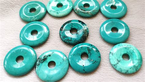Large 45mm18 Tibetant Turquoise Stone Pendant Donut Etsy
